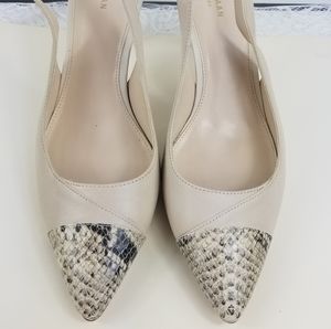 Cole Hann cream leather shoes faux snake print